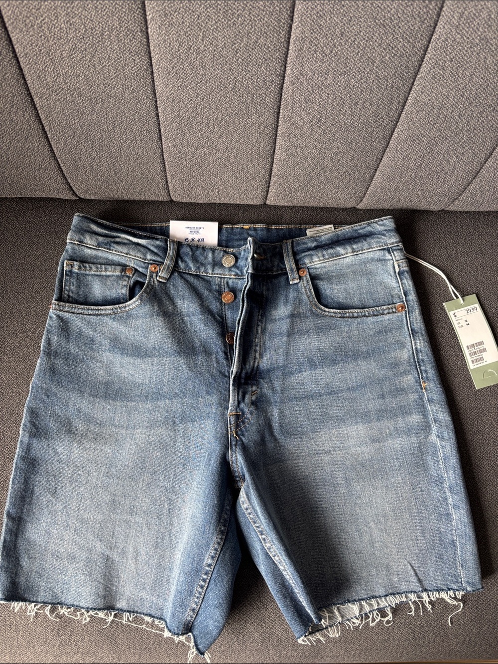 H&M Men's Light Blue Denim Cutoff Shorts